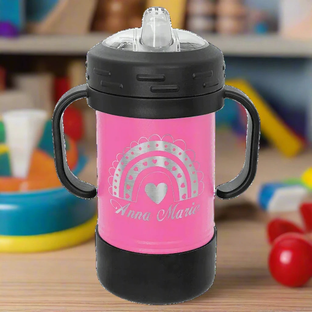 Personalized Sippy Cup - 10 oz. Custom Engraved and Spill Proof Pink / Sippy Cup
