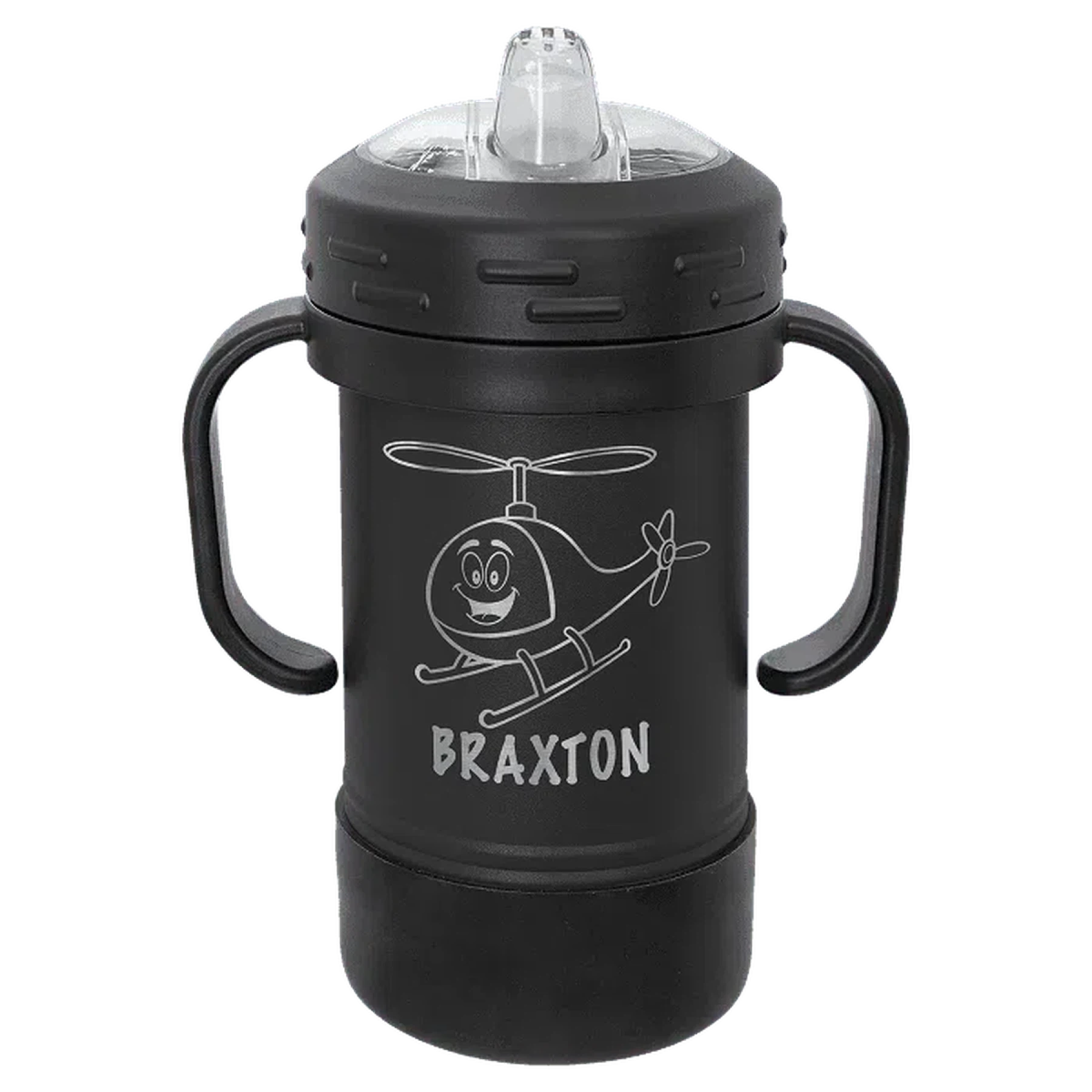 Personalized Sippy Cup - 10 oz. Custom Engraved and Spill Proof Black / Sippy Cup