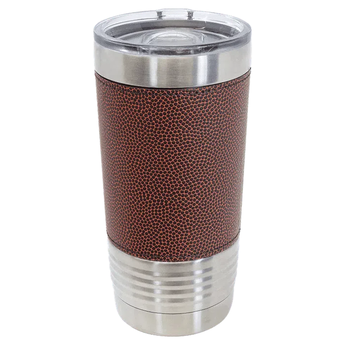 20 oz. Personalized Sport Tumbler with Slider Lid Football Sport Tumbler / Stainless steel / Leatherette