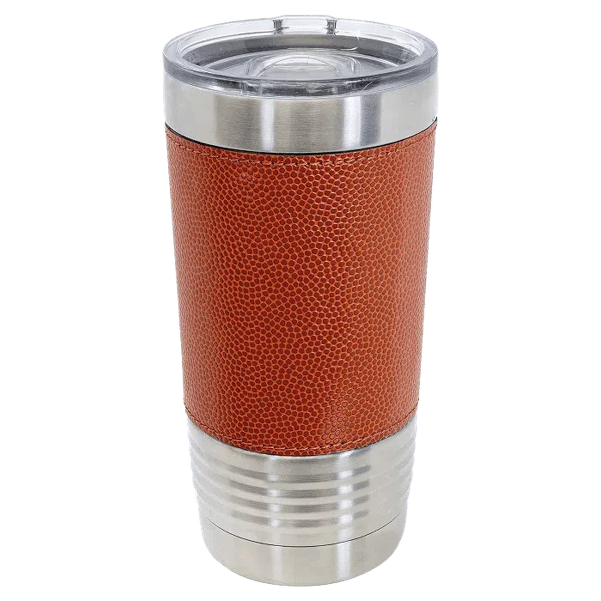 20 oz. Personalized Sport Tumbler with Slider Lid Football Sport Tumbler / Stainless steel / Leatherette