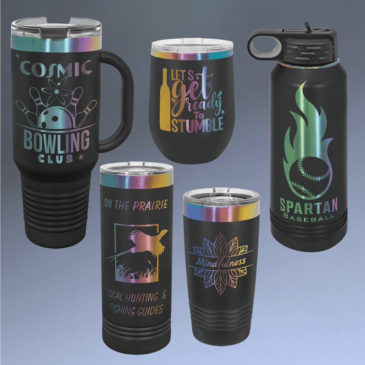 Polar Camel Ion Plated Tumblers and Water Bottles - White/Prism Engraving