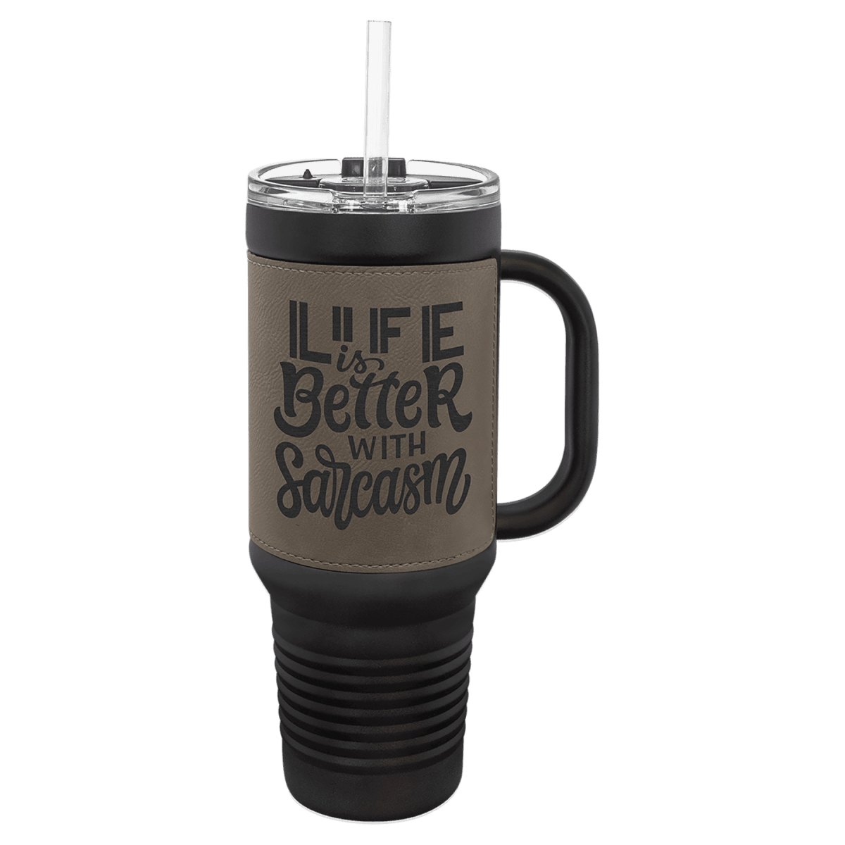 Polar Camel Personalized Travel Mugs - Gray/Black
