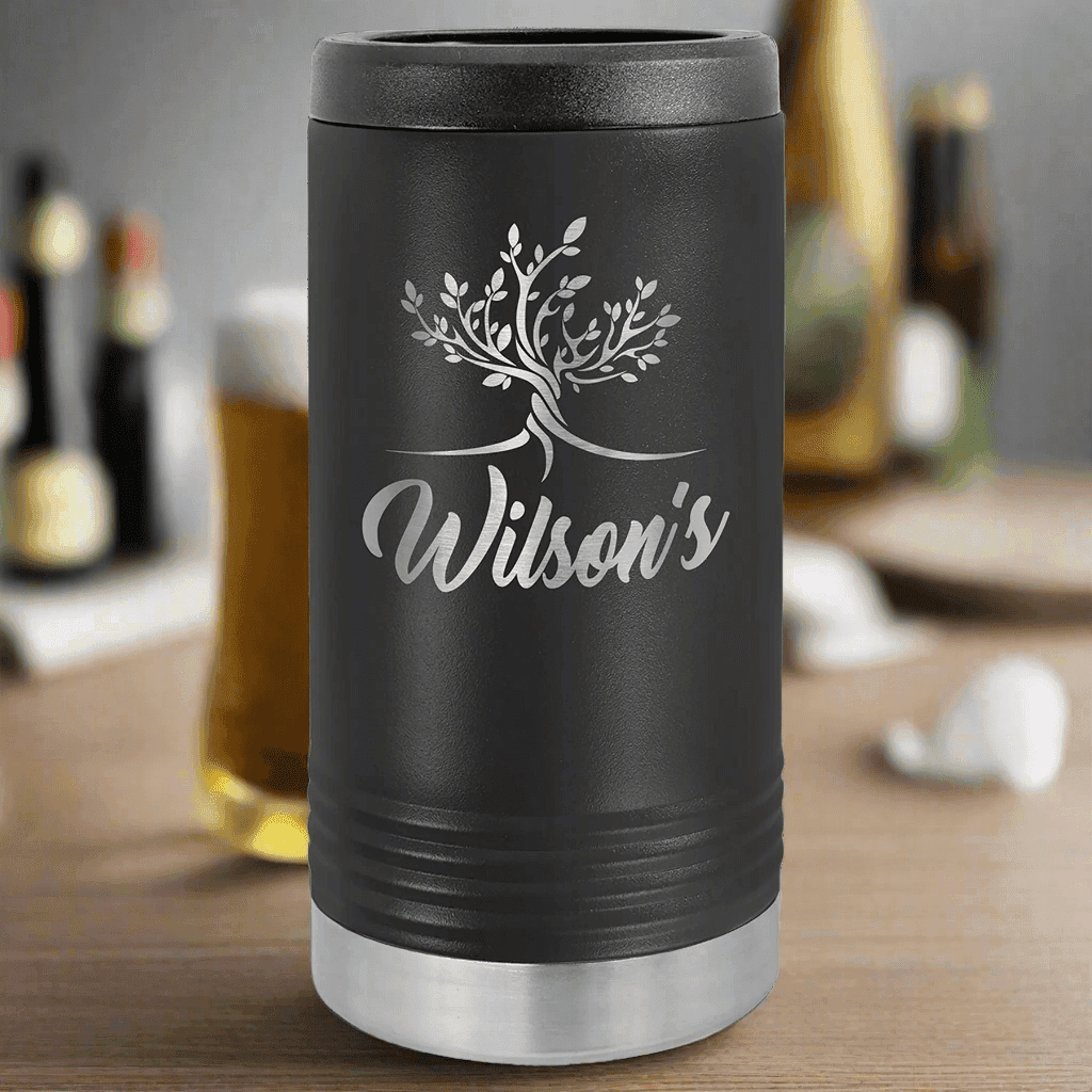 Personalized Insulated Beverage Holders for Cans & Bottles Black / Slim Insulated Beverage Holder / Stainless steel