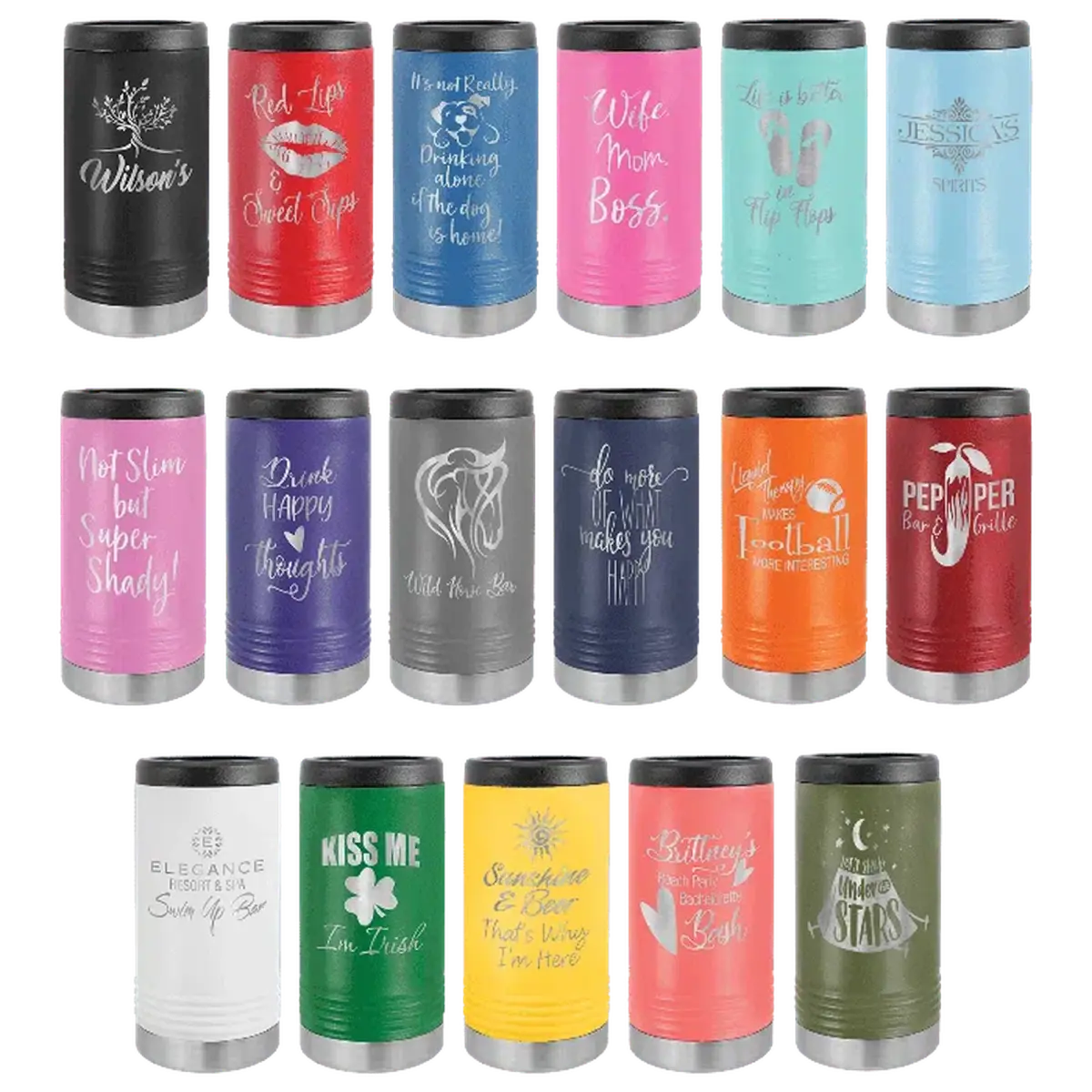 Polar Camel Vacuum Insulated Slim Beverage Holder For Cans or Bottles Black / Slim Beverage Holder / Stainless steel