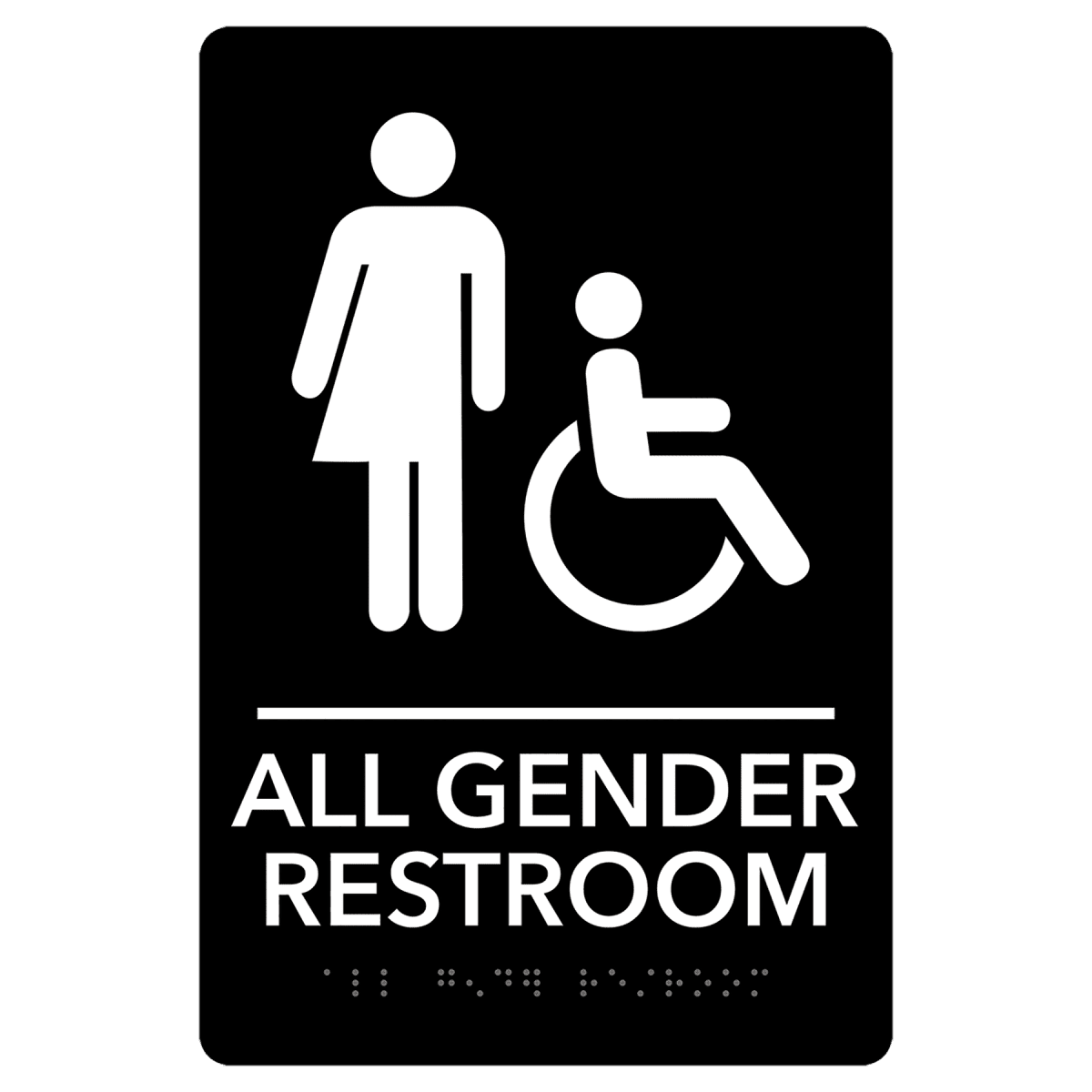 Pre - Designed ADA Signs - Restroom and Access Signs with Braille - All Gender Accessible Restroom ADA Sign with Wheelchair