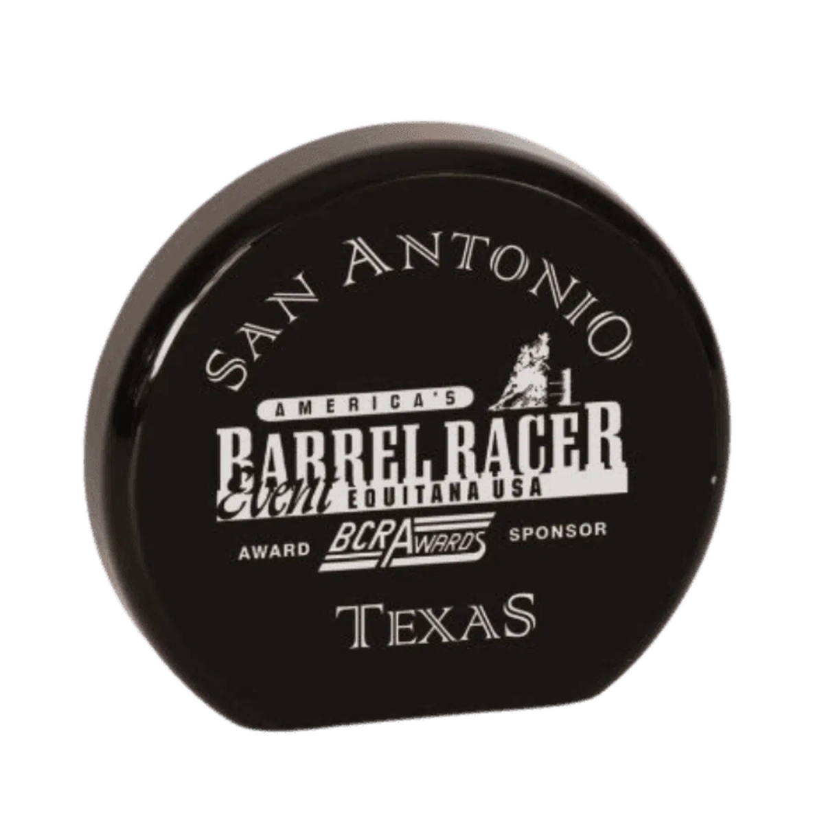 Self-Standing Round Acrylic Award - Solid Black or Marbelized Black / 3 1/2"