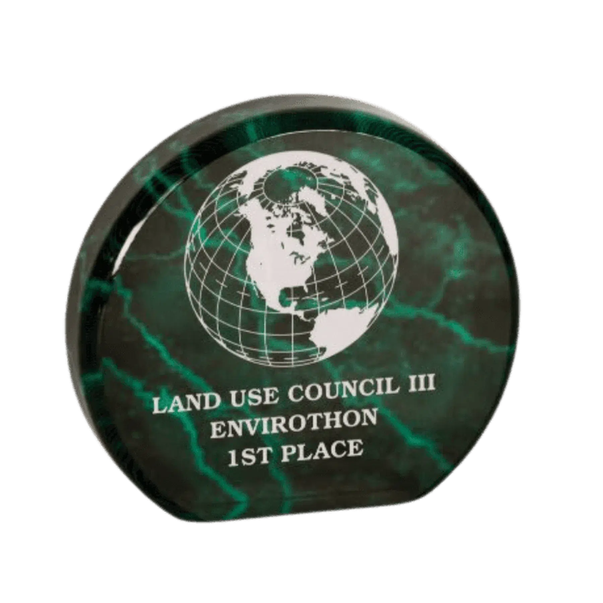 Self-Standing Round Acrylic Award - Solid Black or Marbelized Black / 3 1/2"