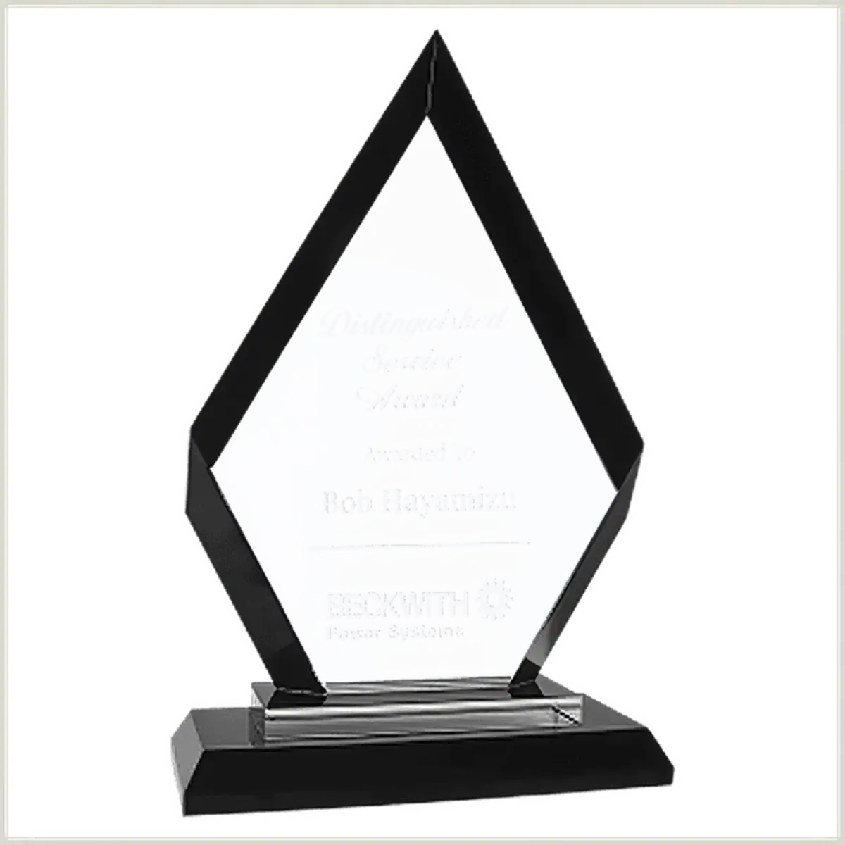 Premier Regal Glass Awards - Custom Engraved Award Recognition Diamond / Black / 7 1/2"