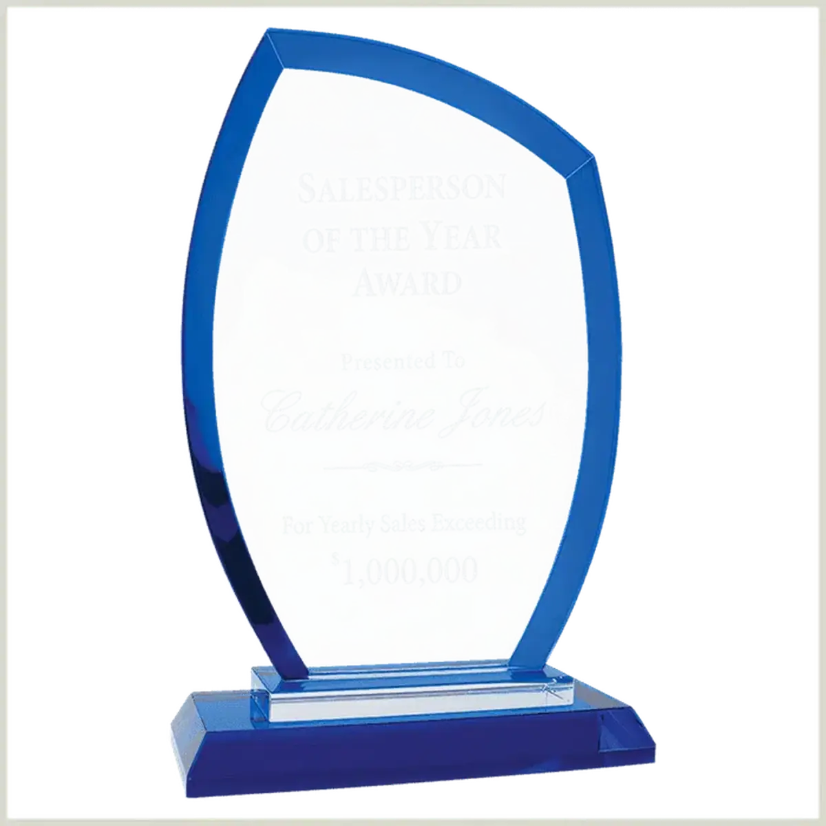 Premier Regal Glass Awards - Custom Engraved Award Recognition Peak / Blue / 7 1/2"