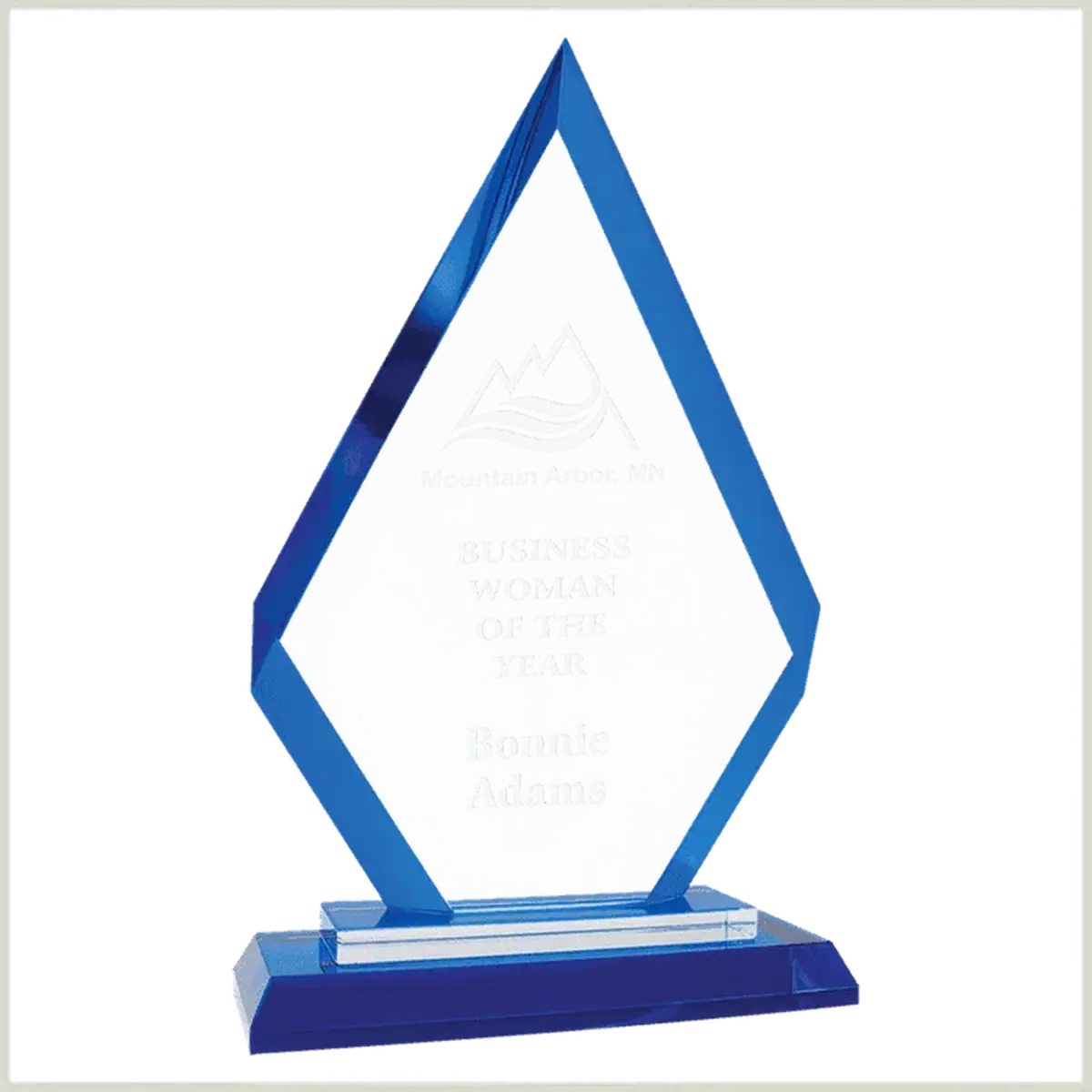 Premier Regal Glass Awards - Custom Engraved Award Recognition Diamond / Black / 7 1/2"