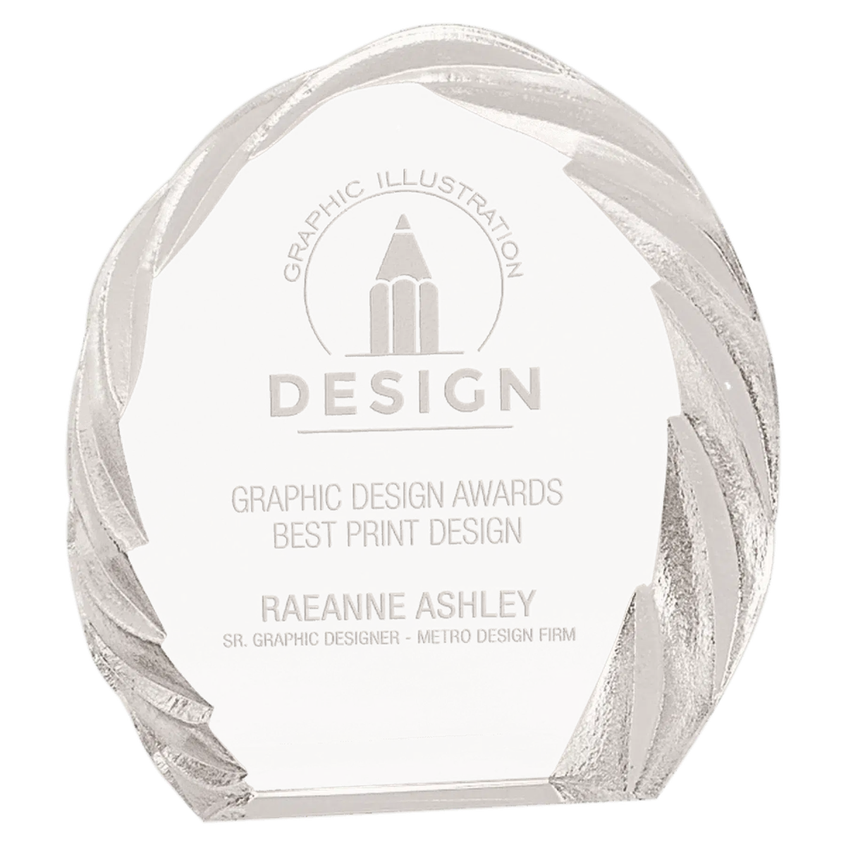 Self-Standing Crystal Oval Awards with Decorative Faceted Edges 5 1/2"(L) x 6"(H)