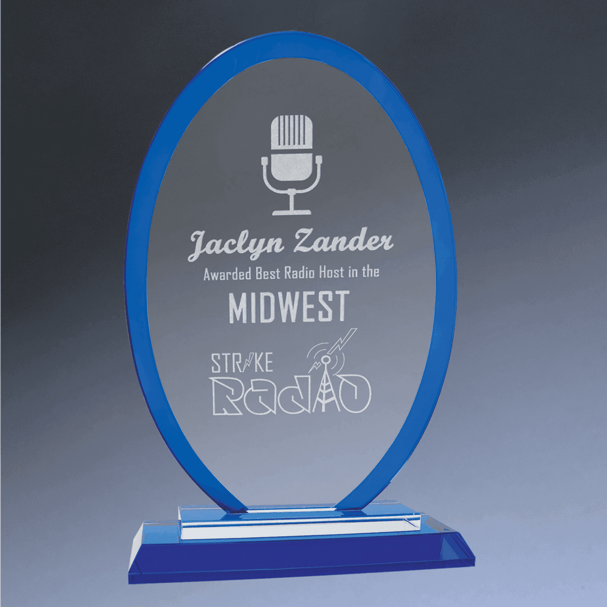Premier Regal Glass Awards - Custom Engraved Award Recognition - Oval