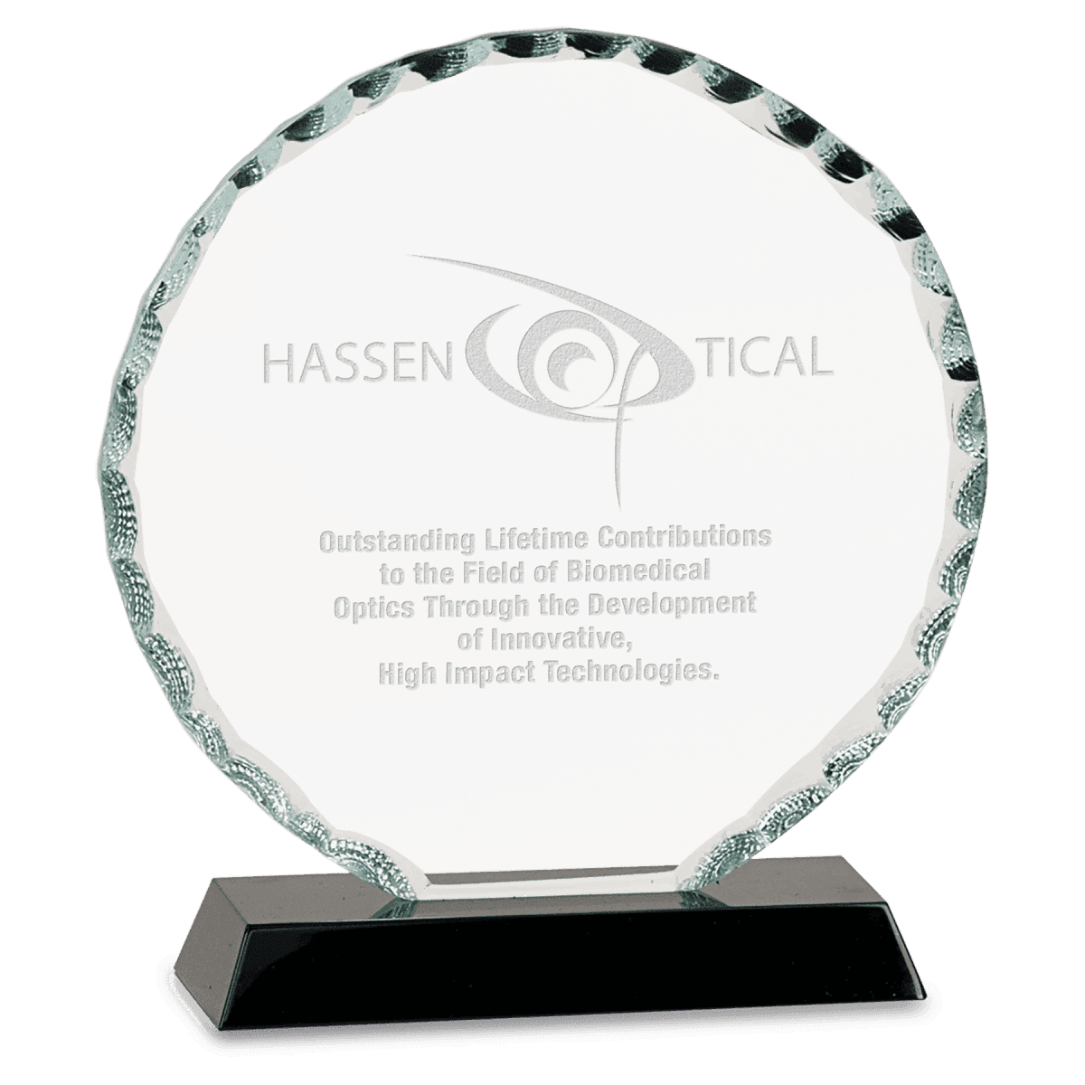 Scalloped Facet Glass Awards with Custom Engraving Round / 5"