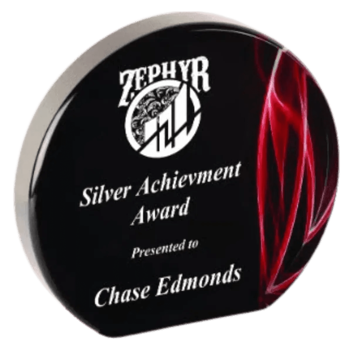 Premier Vapor Acrylic Awards - Black with Red or Blue Accents - Round