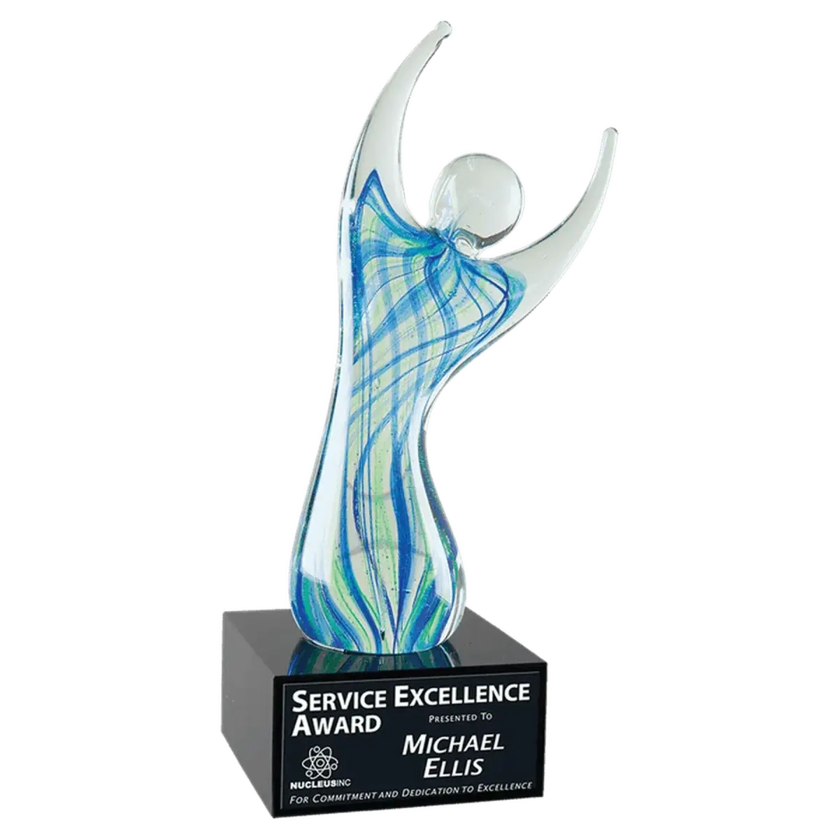Personalized Art Glass Award Sculpture | Hand-Blown Glass Apple / Red / 3 1/4"(L) x 3 1/4"(W) x 5 3/4"(H)