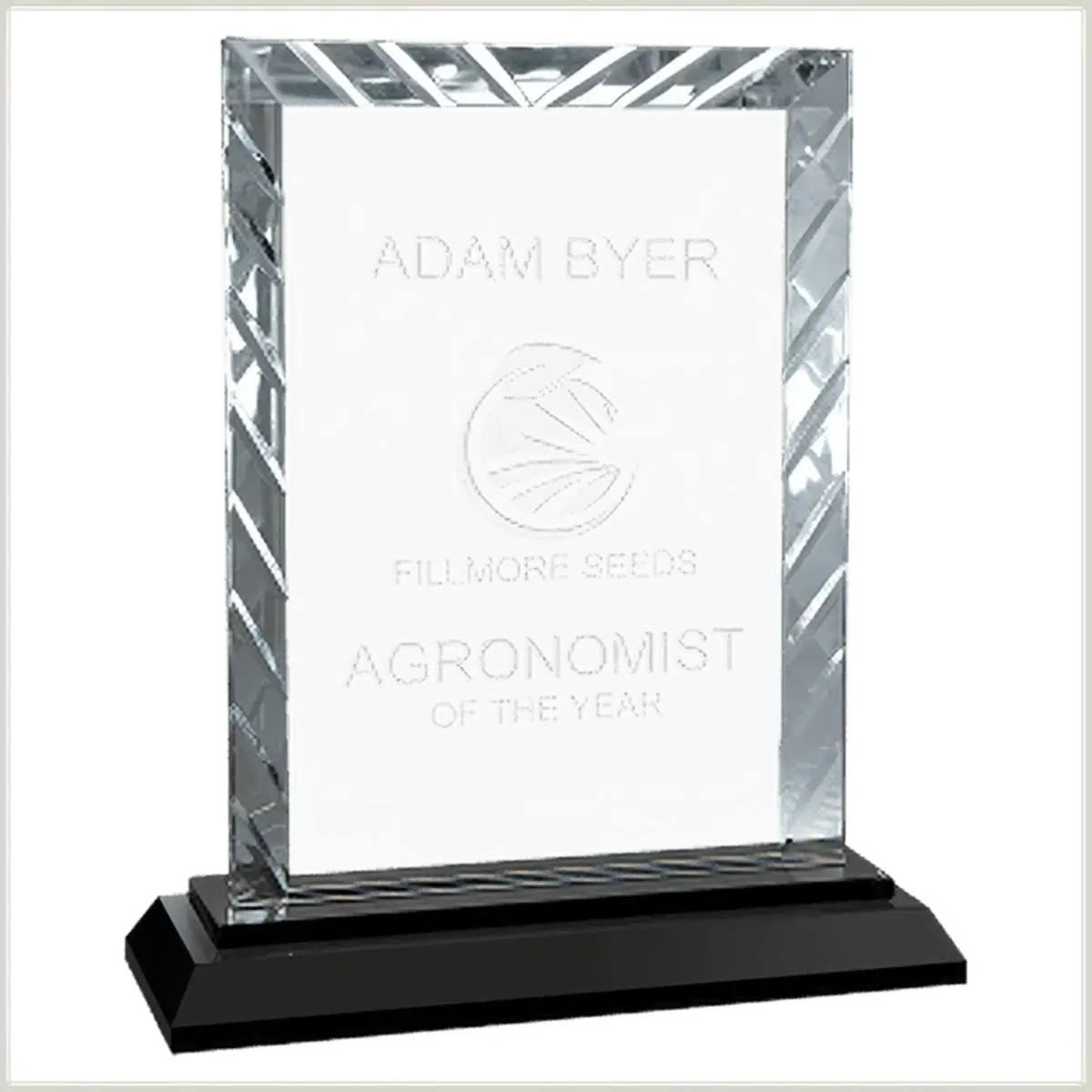 Accent Glass Awards - Custom Engraved in Fan, Flame, Diamond Designs Diamond / Black / 7 1/2"