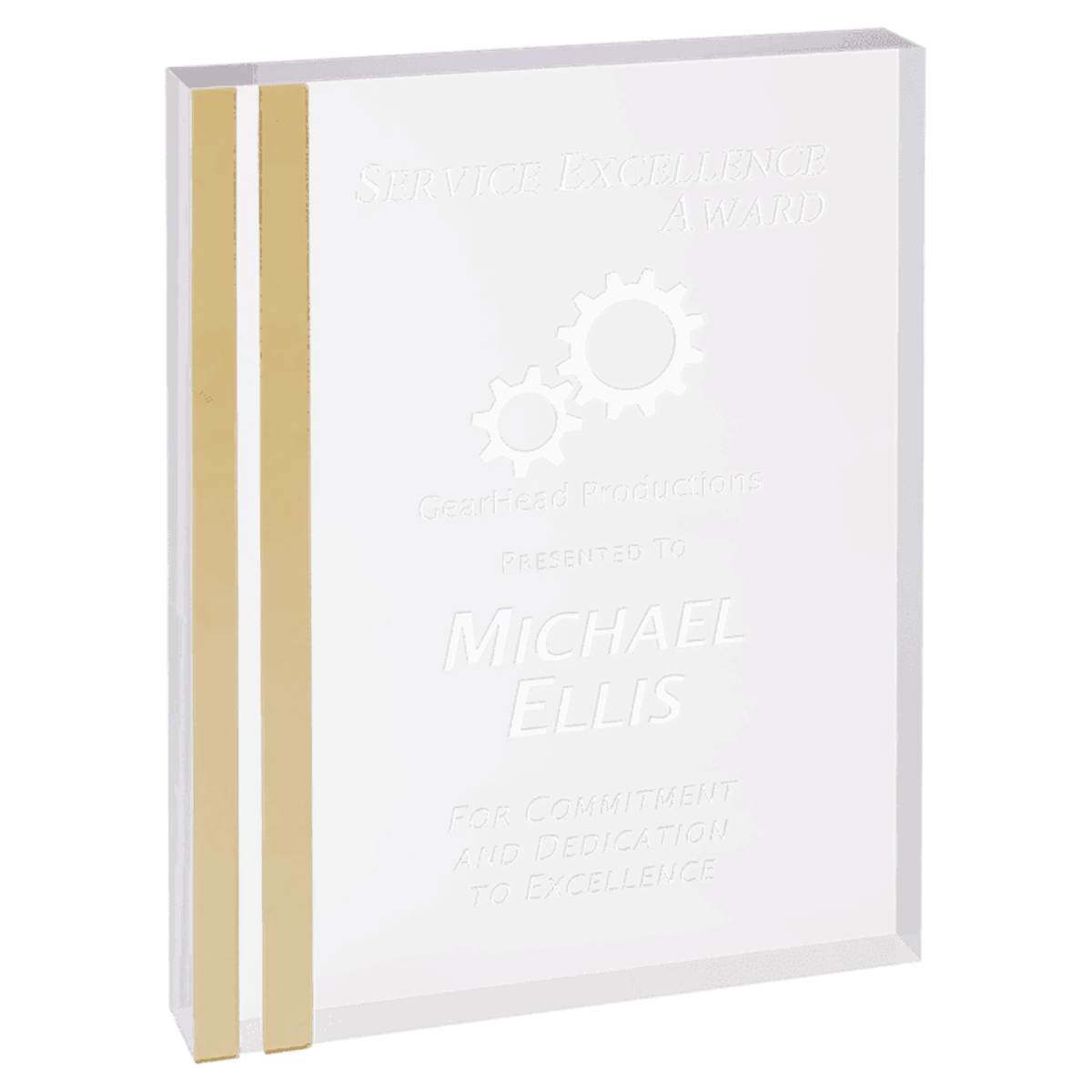 Rectangle Color - Edge Acrylic Award – Custom Engraved in Blue, Gold or Silver - Silver