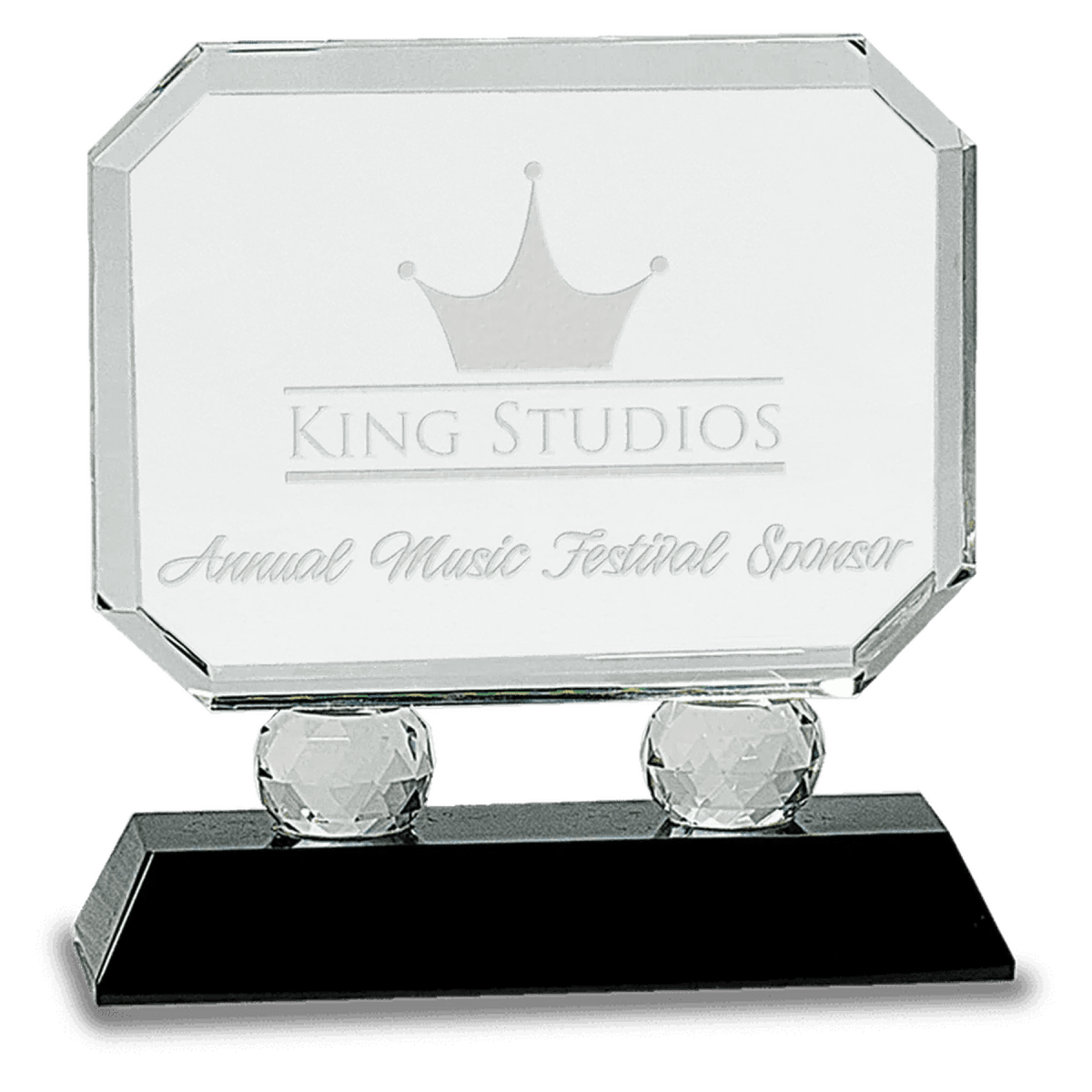 Rectangle Crystal Award with Diamond Risers and Crystal Base - Clear Crystal