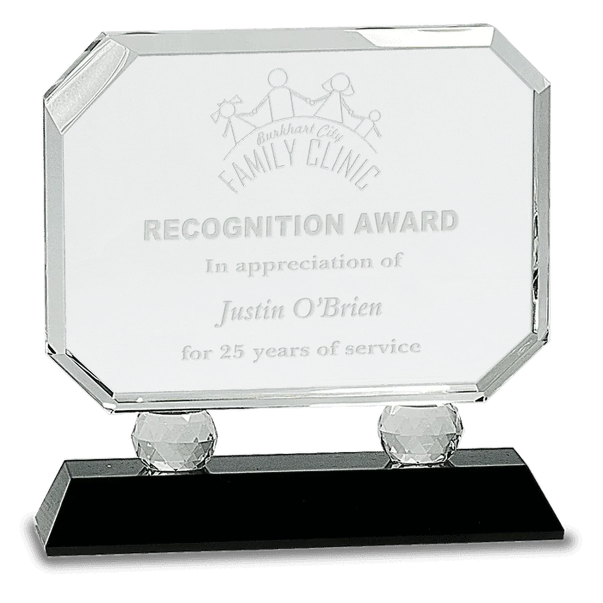 Rectangle Crystal Award with Diamond Risers and Crystal Base Clear Crystal / 6"