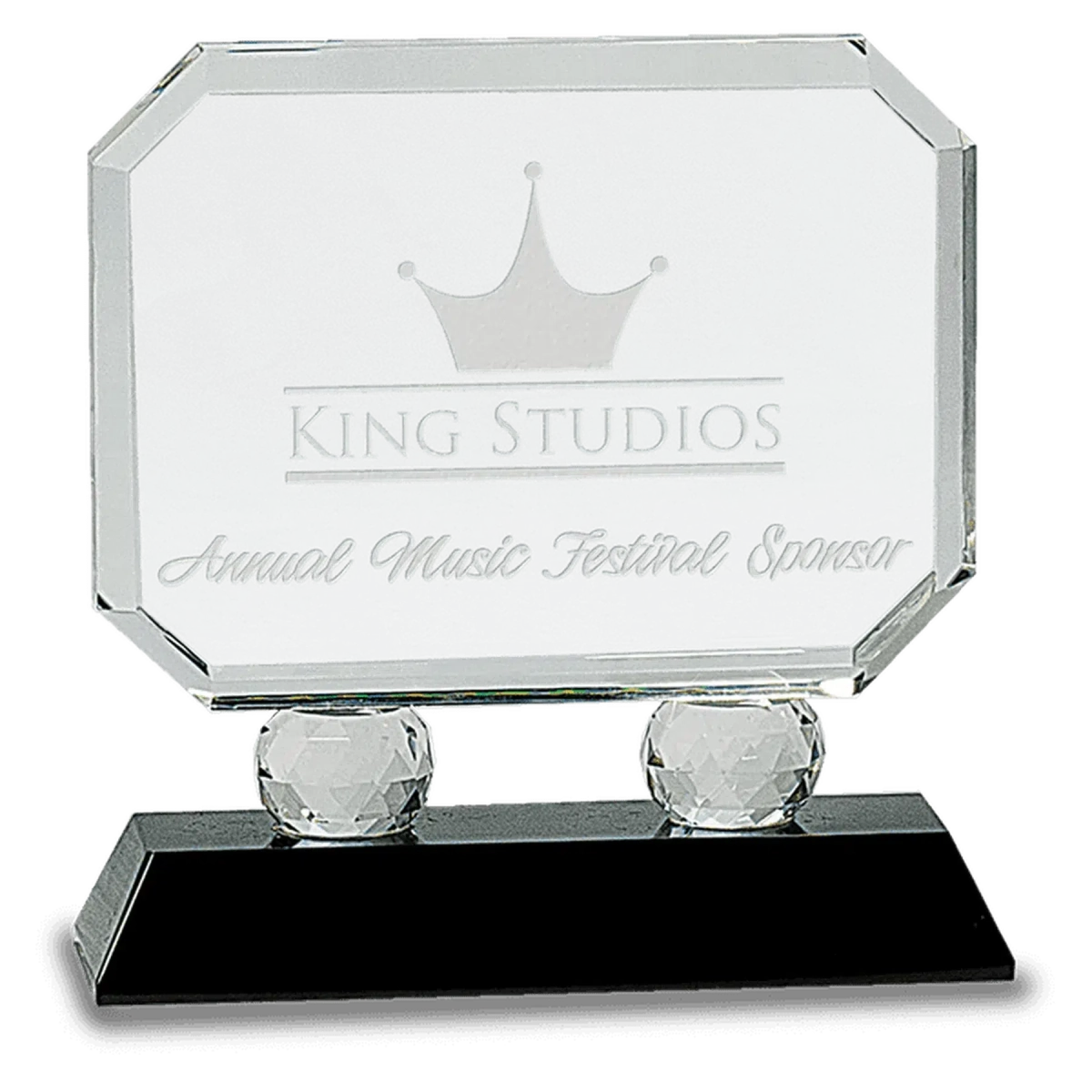 Rectangle Crystal Award with Diamond Risers and Crystal Base Clear Crystal / 6"