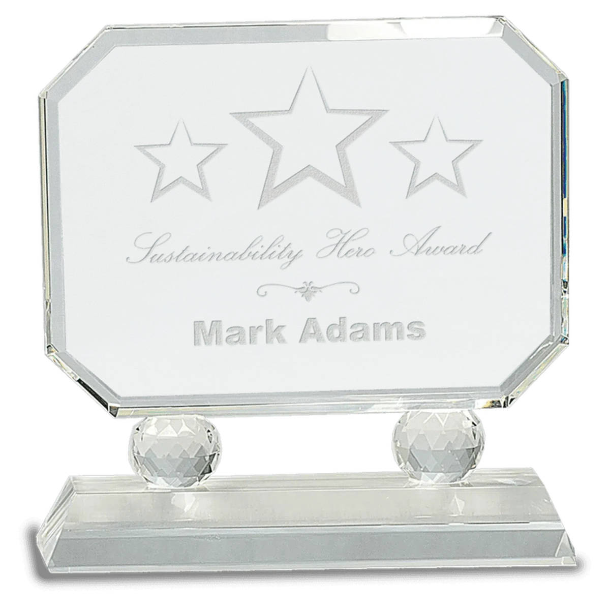 Rectangle Crystal Award with Diamond Risers and Crystal Base Clear Crystal / 6"