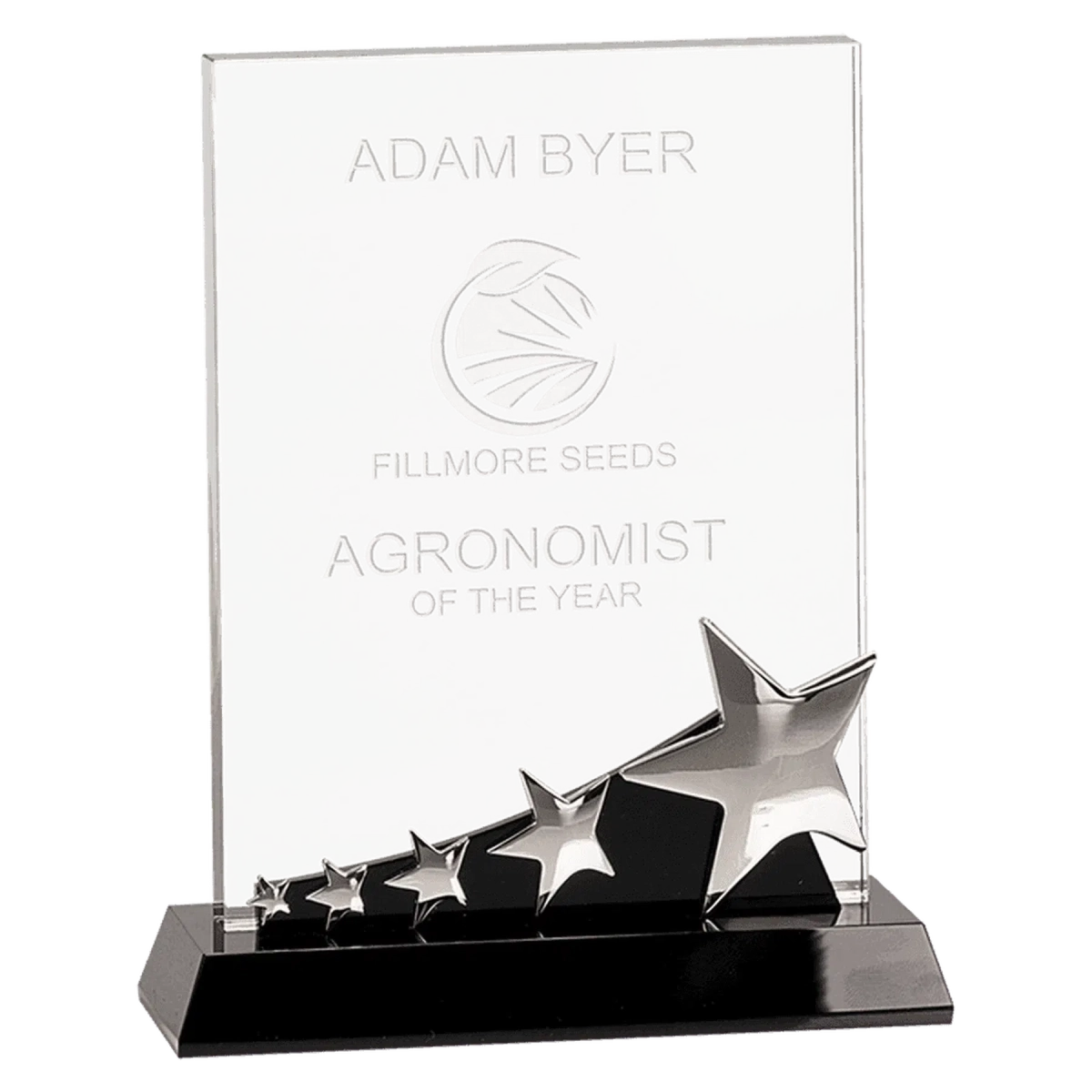 Custom Engraved Crystal Shooting Star Awards - Round and Rectangle Round / 6 1/4"
