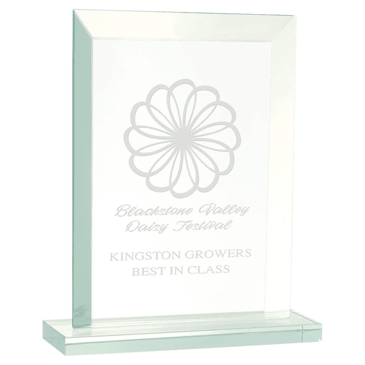 Jade Glass Awards with Beveled Edges and Frosted Etching Octagon / 6" / Jade Glass