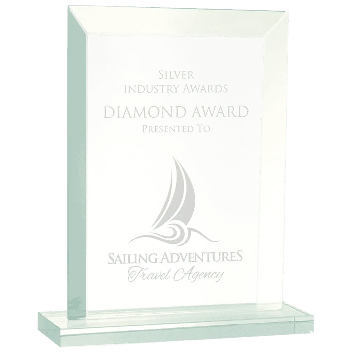 Jade Glass Awards with Beveled Edges and Frosted Etching Octagon / 6" / Jade Glass