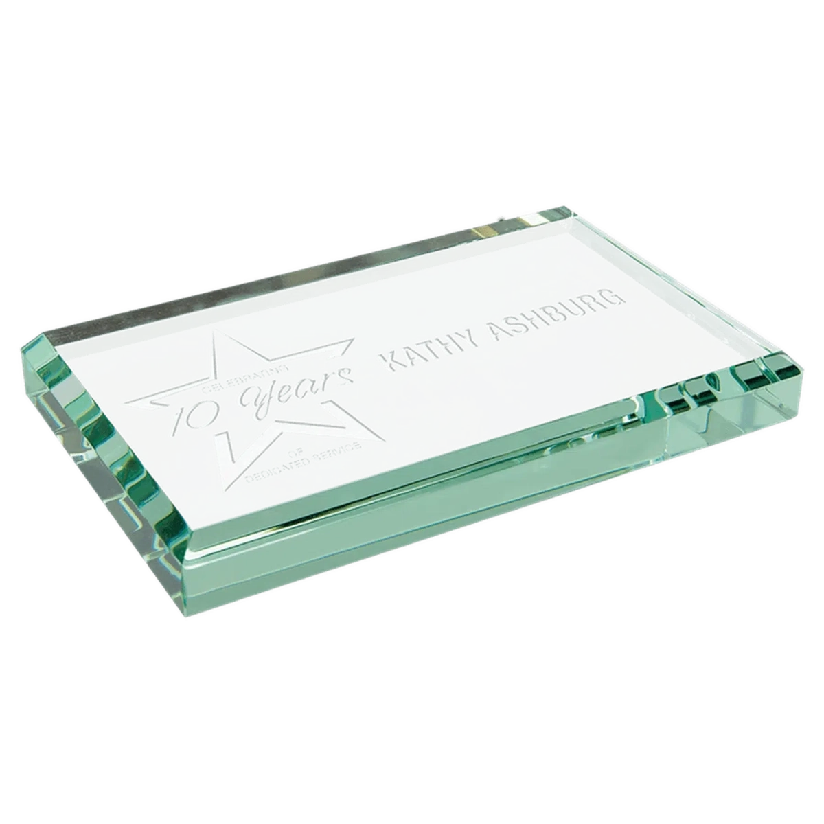 Rectangle Jade Glass Paperweight | Custom Engraved Gifts of Recognition 4" x 2 1/2" x 1/2"