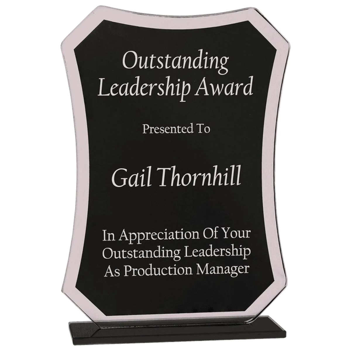 Rectangle Reflection Glass with Black Glass and Base 6 1/2"