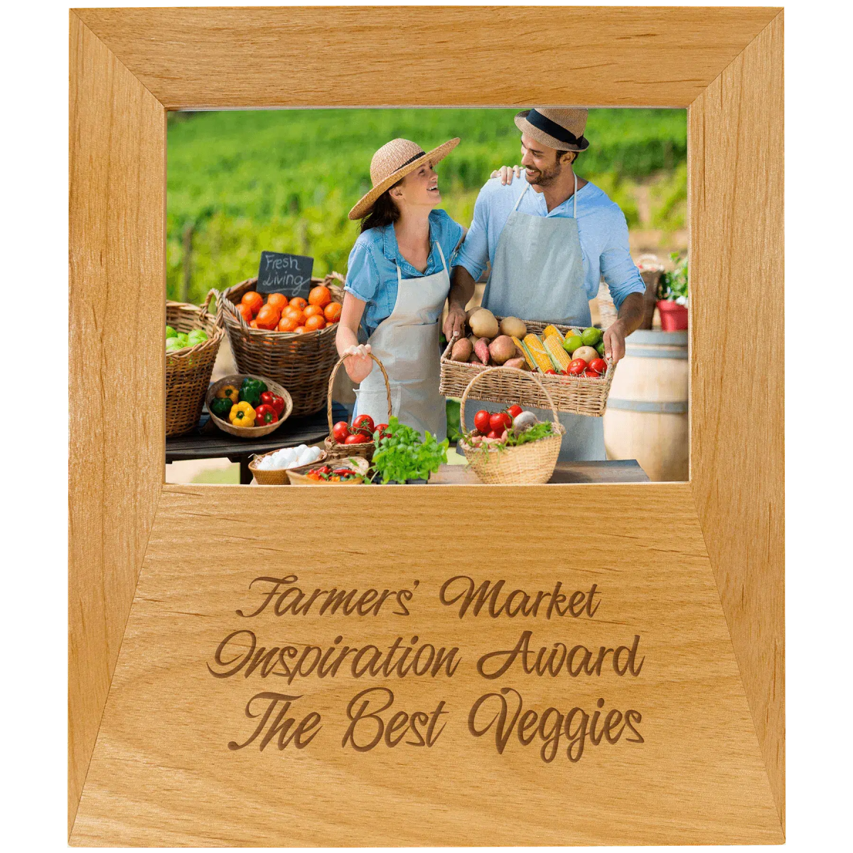 Custom Engraved Red Alder Picture Frame with Wide Personalization Area 5" x 7" / Red Alder