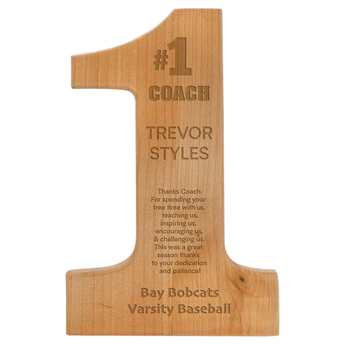Personalized Red Alder Sport and Specialty Plaques Number 1 / 8 1/4" x 12 1/2"
