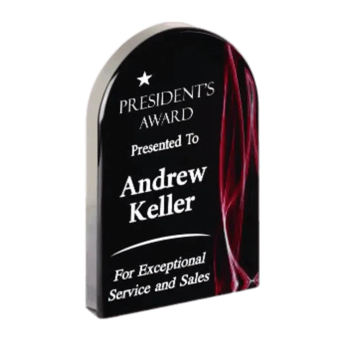 Premier Vapor Acrylic Awards - Black with Red or Blue Accents Arch / Red / 8"
