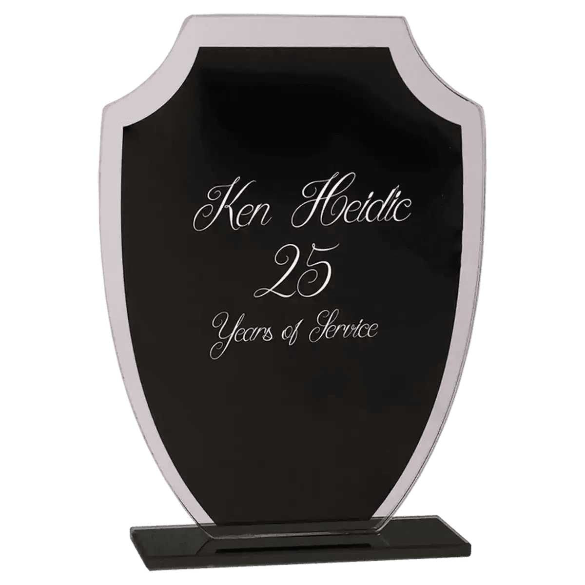 Reflection Glass Awards with Mirrored Edges and Black Base - Shield