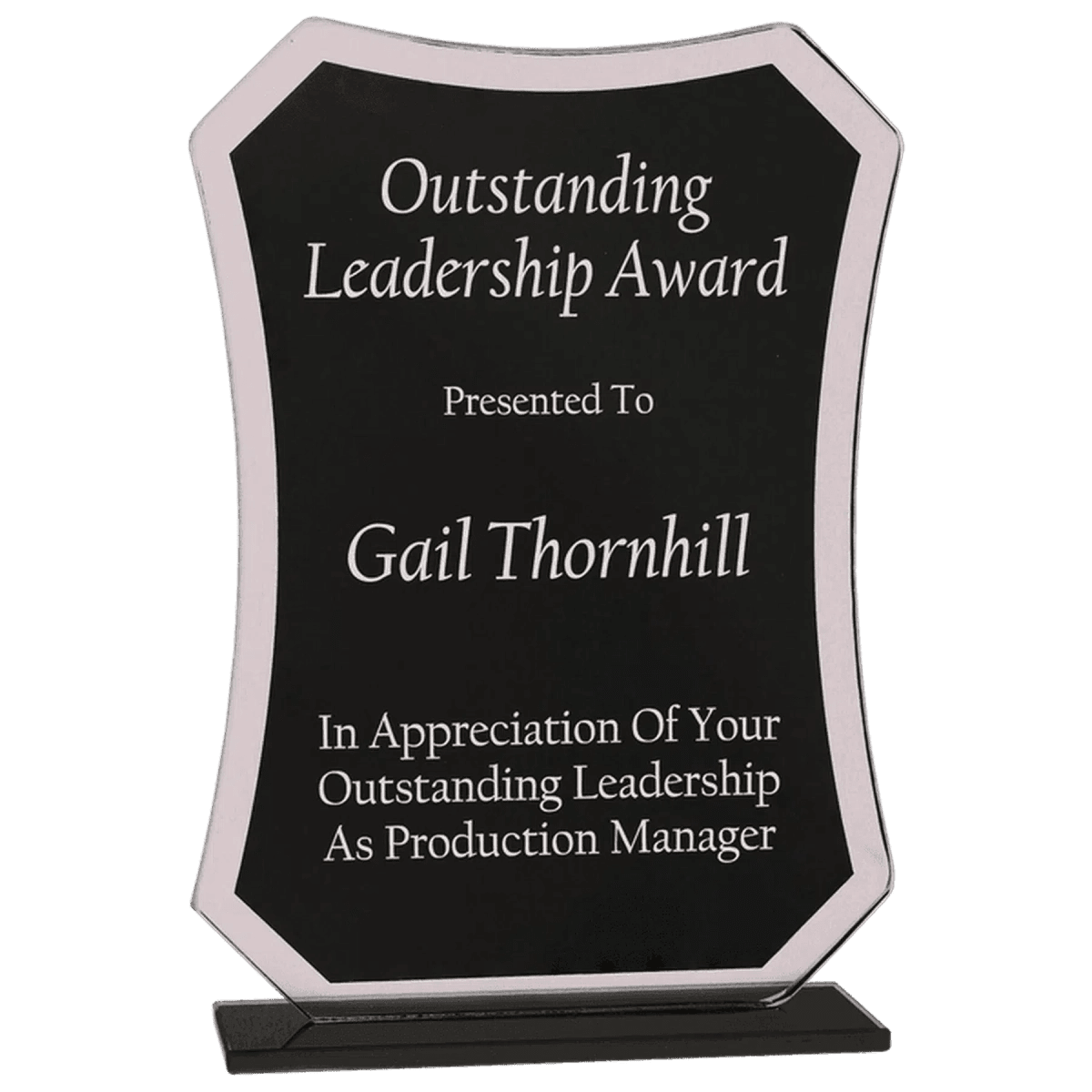 Reflection Glass Awards with Mirrored Edges and Black Base - Shield