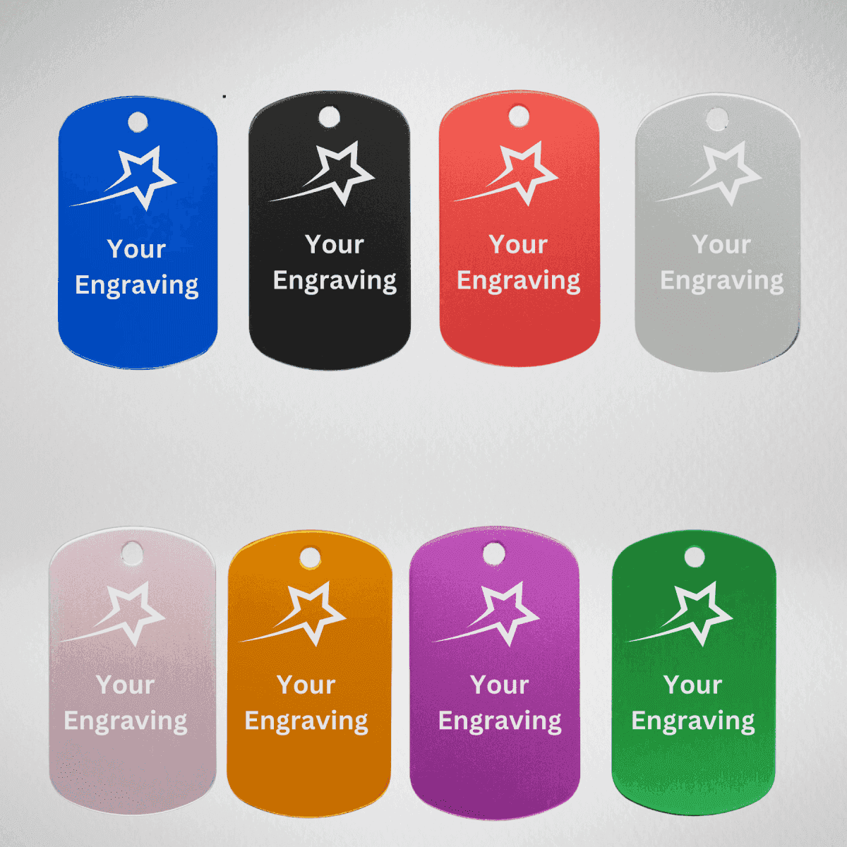 Reorder - Blue Custom Engraved Aluminum Metal Tags Default Title