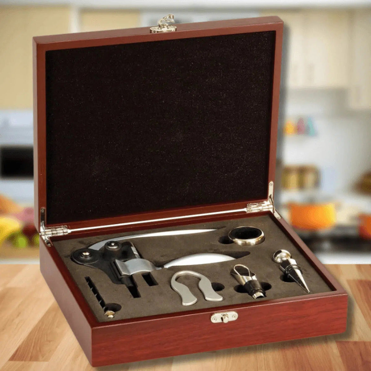 Personalized Wine Gift Set with Rabbit-Style Opener – With Rosewood Box Default Title