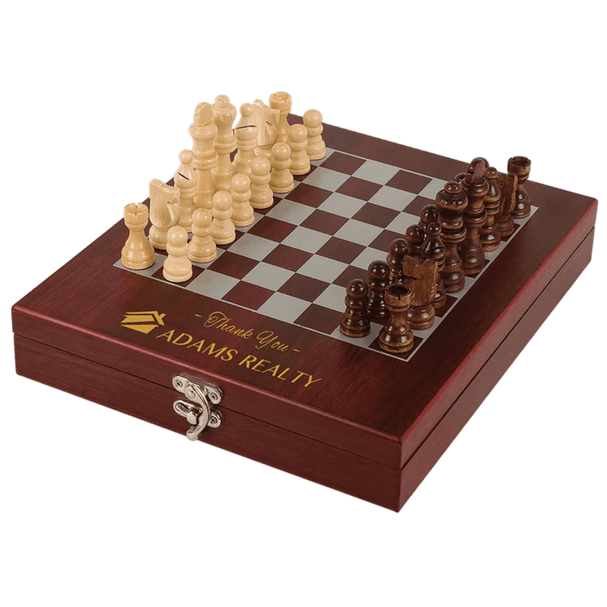 Personalized Chess Set with Rosewood Finish Chess Board Default Title