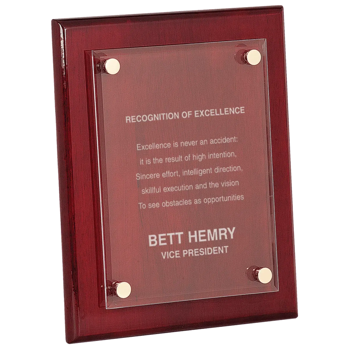 Floating Acrylic Award Plaque with High-Gloss Piano Finish Backing Black Piano Finish / 8" x 10"