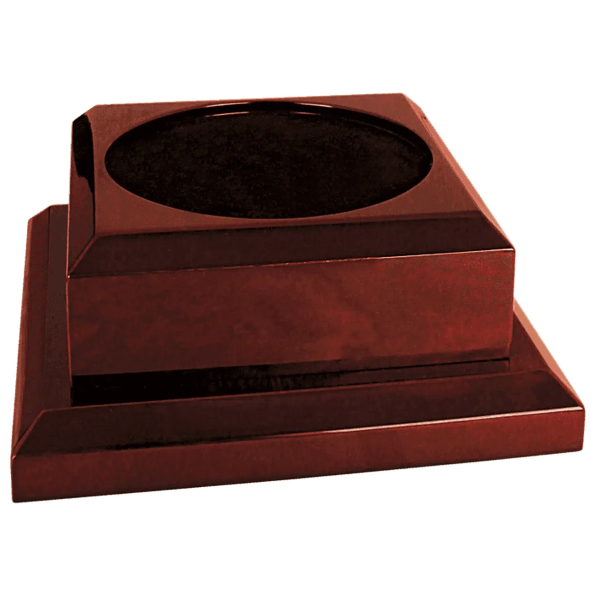 Engraved Royal Piano Finish Pedestal Base for Vases, Awards & Trophies Rosewood Piano Finish / 7" x 7" (Round Inset is 4 1/2" diameter and 1/8" deep)