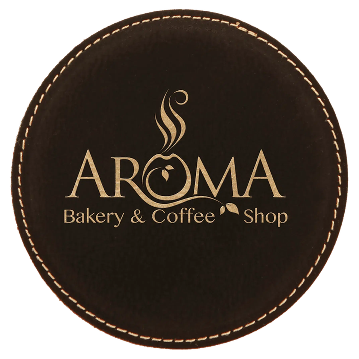 Round 4" Leatherette Coasters (Various Colors) Black/Gold