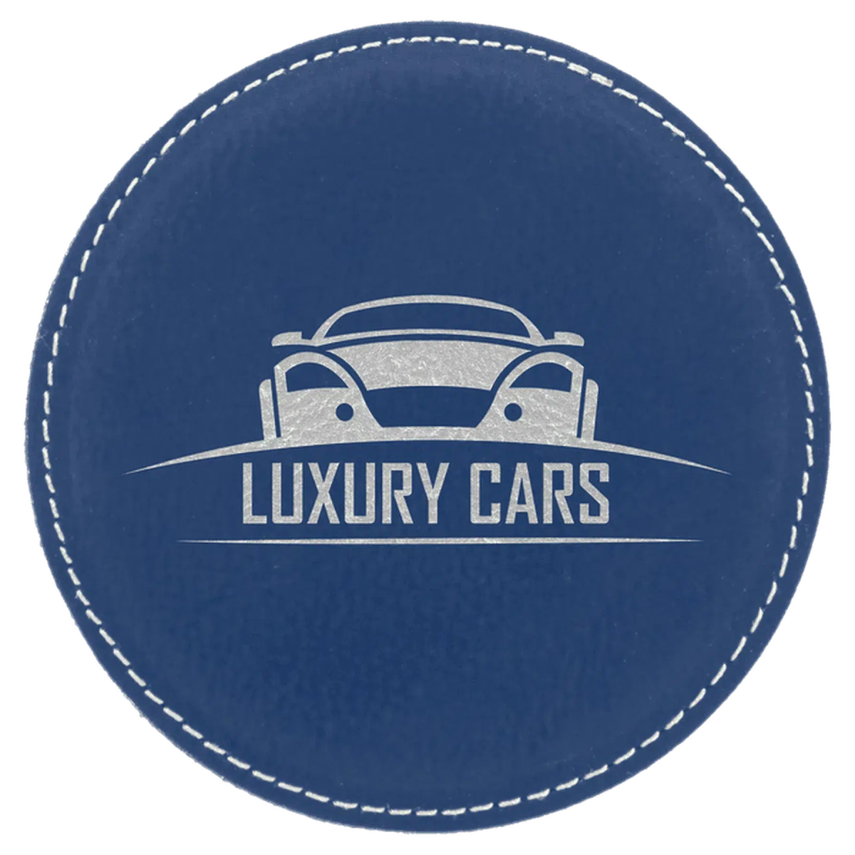 Round 4" Leatherette Coasters (Various Colors) Blue/Silver