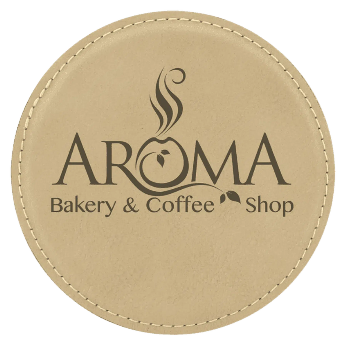 Round 4" Leatherette Coasters (Various Colors) Light Brown