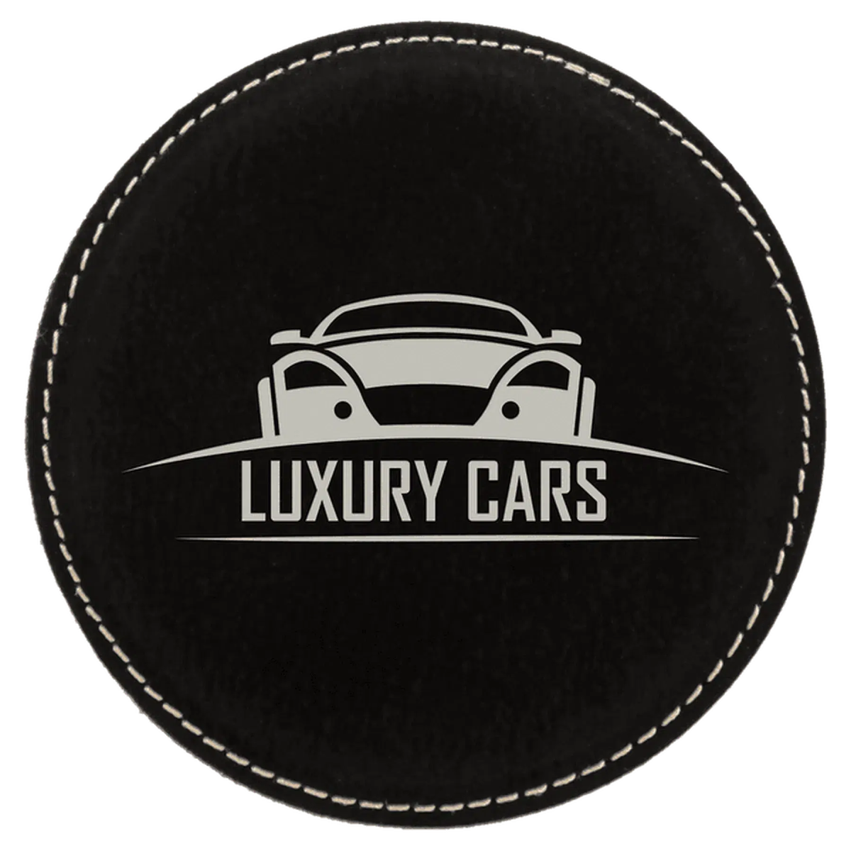 Round 4" Leatherette Coasters (Various Colors) Black/Silver