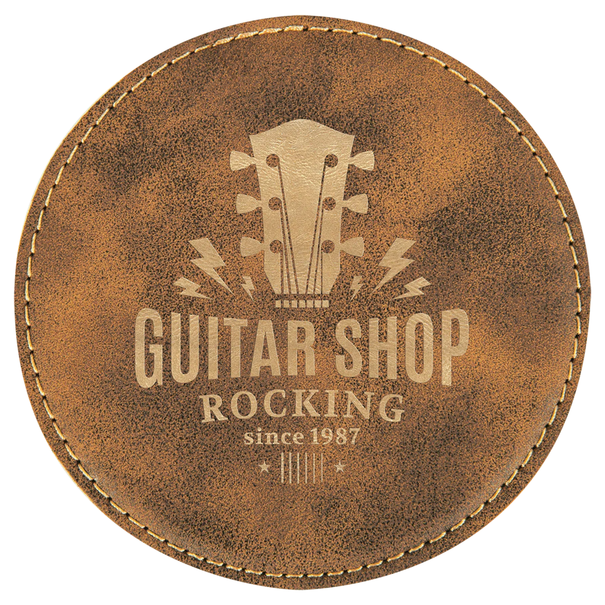 Round 4" Leatherette Coasters (Various Colors) Rustic/Gold