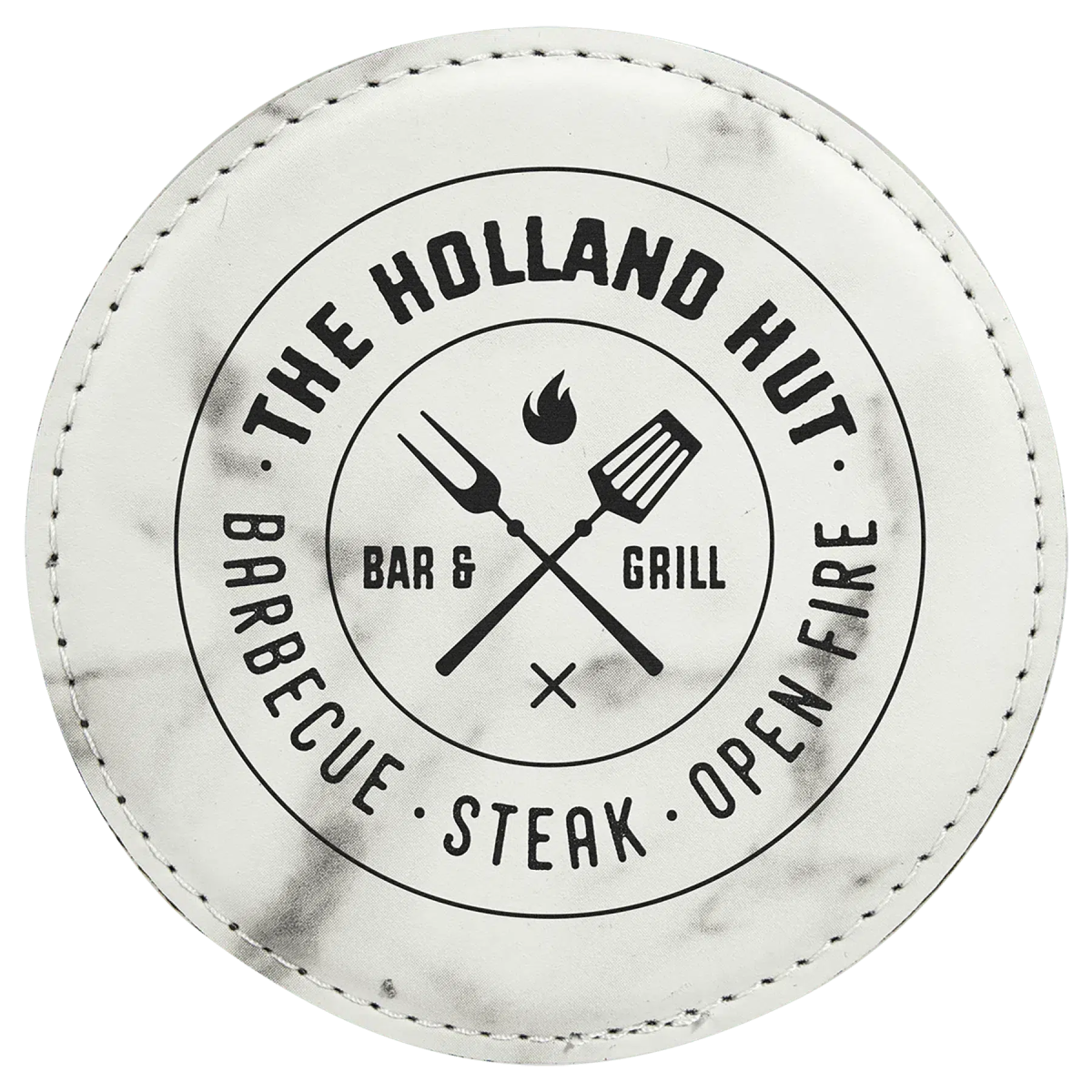 Round 4" Leatherette Coasters (Various Colors) White Marble