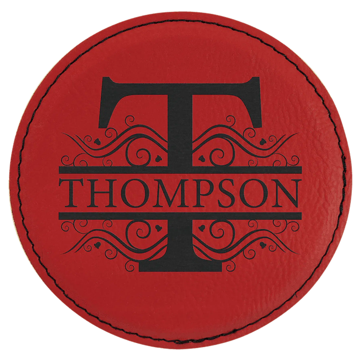 Round 4" Leatherette Coasters (Various Colors) Red