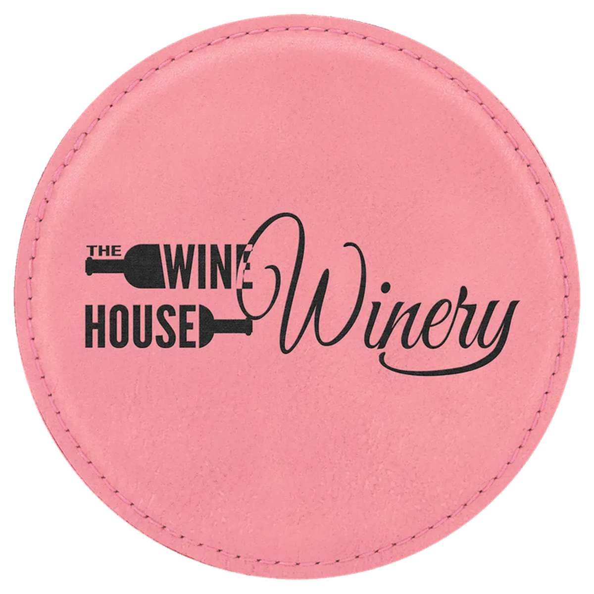 Round 4" Leatherette Coasters (Various Colors) Pink