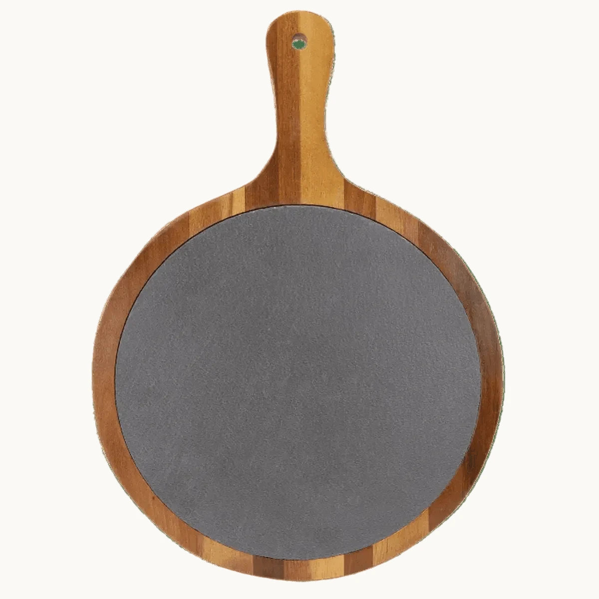 Round Acacia Wood and Slate Cutting Board Bar Sign - Cheers to Great Friends - 8 1/4" x 12 1/4"