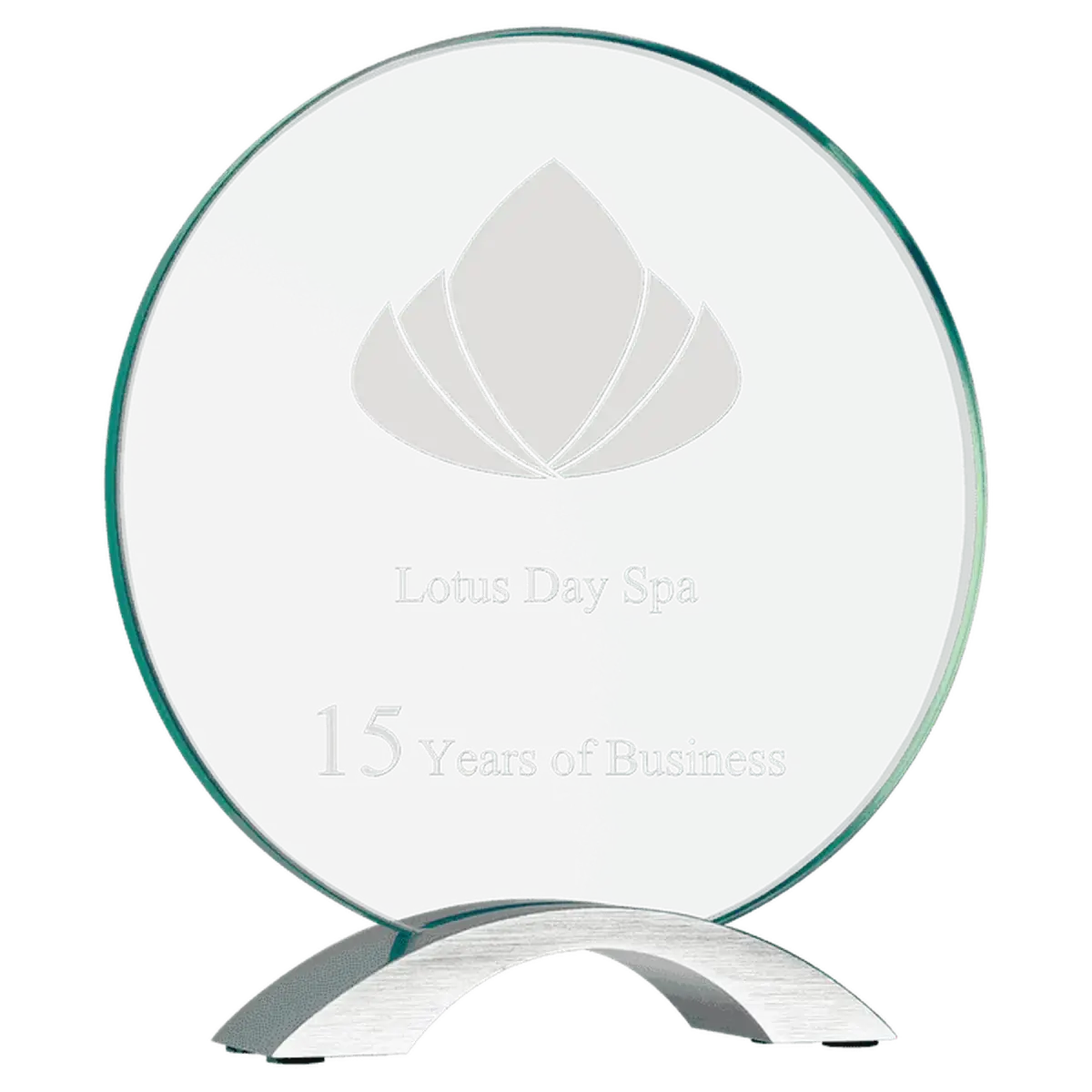 Cosmic Glass Awards - Jade Tinted with Silver Metal Base Round / 7 1/4" / Cosmic Glass